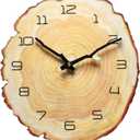 12 Inch Annual Ring Wall Clock - Wood Grain Stump Clock with Arabic Numerals - Battery Powered, Silent Quartz Movement - Decorative for Home, Living Room, Office - Size: 10.55"W x 11.88"H