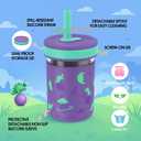 Sursip Toddler Glass Sippy Cups, Kids Baby 12 oz Spill-Proof Water Tumbler with Straw and Lids, Smoothie Snack Mason Jar For Travel School or At Home, 4 Packs