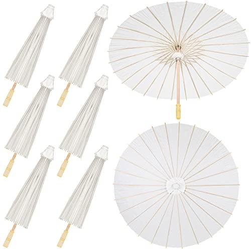 Sadnyy 33 Inches Paper Umbrellas Paper Decorative Chinese Japanese Parasol Umbrella DIY Oiled Painting Umbrellas Crafts for Wedding Bridal Party Decor(White,36 Pack)