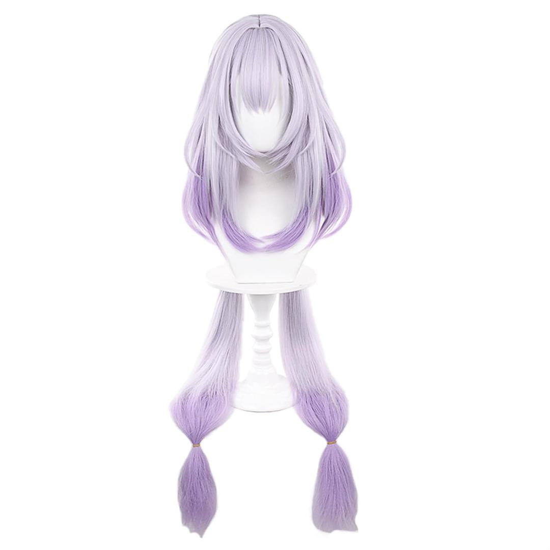 XiongXiongLe Purple White Long Wig Cosplay Women Costume Hair Wigs with Two Braids for Female Adult Cos Anime Game Party Halloween Christmas Comic