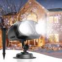 Christmas Snowflake Projector HD Lights Outdoor, Dual-Head Snowfall Led Lights with Remote, IP65 Waterproof, for Halloween Xmas New Year Holiday Party Decoration