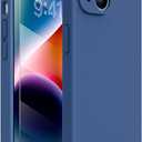 Miracase Designed for iPhone 14 Case with Screen Protector,[Upgraded Enhanced Camera Protection],Shockproof Liquid Silicone Case with Microfiber Lining, 6.1 inch,Glass Blue