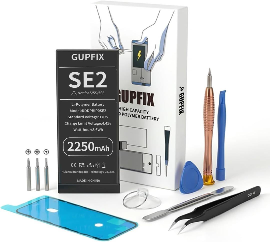 Battery for iPhone SE2020, 2250mAh High Capacity Li-Polymer Rechargeable Battery Replacement for iPhone SE2 with Full Remove Tool Kit and Adhesive