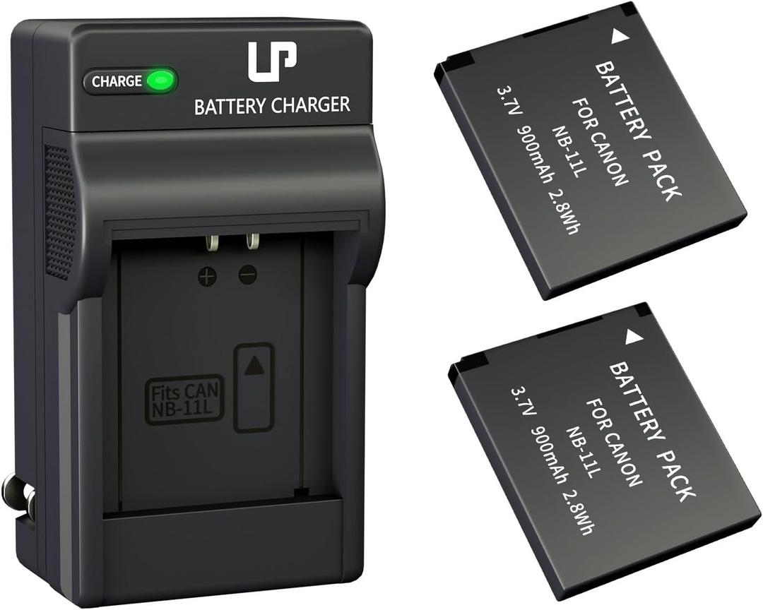 LP NB-11L Battery and Charger, 2-Pack 900mAh Batteries for Canon PowerShot Elph 180/360/110/130/135/150/190/320/340/350, A4000/SX420/SX410/SX400 and More