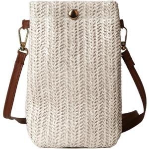 LoveWLC Small Straw Crossbody Bag,Novelty PU Envelope Purse Shoulder Bag for Women (White)