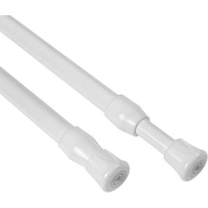 2Pcs Spring Tension Curtain Rod, 28 to 40 Inch Adjustable Small Tension Rods No Drill, White Spring Loaded Curtain Tension Rod for Window