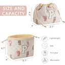 RSRSLEII Initial A-Z Quilted Cotton Drawstring Makeup Bag, Monogrammed Birthday Gift for Women Girls,Aesthetic Personalized Chenille Letter Travel Cosmetic Pouch with Bear Pattern(Z)