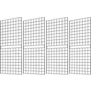 Grid Wall Commercial Grade Grid Panels Heavy Duty Panel for Retail Display Wall 2' W x 5' H, Black (Pack of 4) Easily Portable