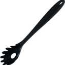 Spaghetti Spoon Pasta Fork,11Inch Silicone Pasta Fork,High Heat Resistant to 480F, Hygienic One Piece Design, Spaghetti Strainer & Server Spoon Ideal for cooking(Black)