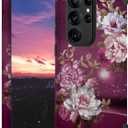 Hocase for Galaxy S25 Ultra Case, Shockproof Heavy Duty Hard Plastic+Soft Silicone Rubber Bumper Hybrid Dual-Layer Protective Case for Samsung Galaxy S25 Ultra 6.9" 2025 - Royal Purple Flowers