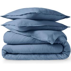 Bare Home Flannel Duvet Cover Set - King - 100% Cotton, Velvety Soft Heavyweight Premium Flannel, Double Brushed - Includes Sham Pillow Covers (King, Coronet Blue) (08 - Coronet Blue (No Comforter))