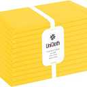 UniQloth Set of 12 Hemstitch Cloth Dinner Napkins Cotton - Soft Durable Washable Reusable - Ideal for Farmhouse Parties Weddings Holidays Hotel Restaurant Daily Use Table Dinner Napkins 18x18 Yellow