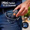 Tera Mini 1D 2D QR Wireless Barcode Scanner, Waterproof Shockproof Pocket Scanner, 3-in-1 BT & USB Wired & 2.4G Bar Code Reader Portable Image Scanner Work with iOS, Windows, Android 1100D