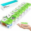 Odaro Extra Large Weekly Pill Organizer 2 Times A Day, Pill Box 7 Day Am Pm to Hold Daily Medicine Vitamin and Supplements - Green