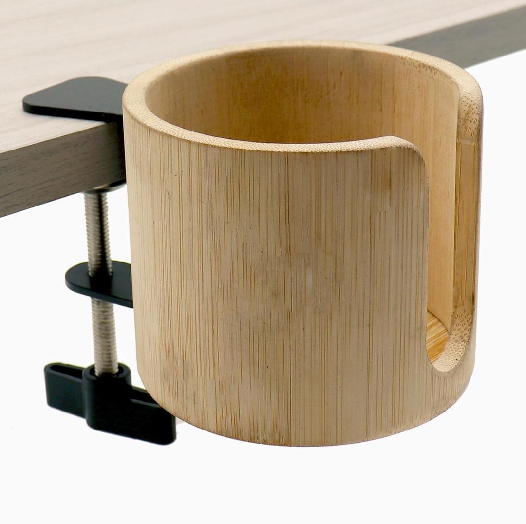 Desk Cup Holder, Large Anti-Spill Cup Holder Clamp for Desk or Table, Table Cup Holder for Water Bottles, Wheelchairs, Workstations, Gaming Desk Accessories, Computer Desk Accessories