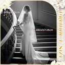 Jiuguva White Bridal Veil 2 Tier Wedding Veil with Horsehair Trim Comb Tulle Veils for Brides Shower Wedding Party Gift