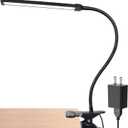 LEPOWER Led Clip on Light, 5W Reading Lights for Books in Bed with Gooseneck, Adjustable Color Temperature Clip Lamp, Ideal for Bedtime Reading and Piano Light, Metal, Black