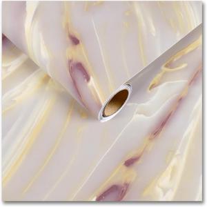 CRE8TIVE Matte Gold Pink Marble Contact Paper 12"x80" Liquid Marble Wallpaper for Kitchen Countertop Peel and Stick Wallpaper Removable Self Adhesive Vinyl Warp for Bathroom Cabinets Desks Table Tops (12" x 80")