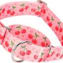 Martingale Dog Collar 1.5 Inch Wide - Pink Cherry Blossom Adjustable Nylon No-Pull Training Collar for Large Dogs, Secure Design for Walking, Hunting & Outdoor Use (Large)