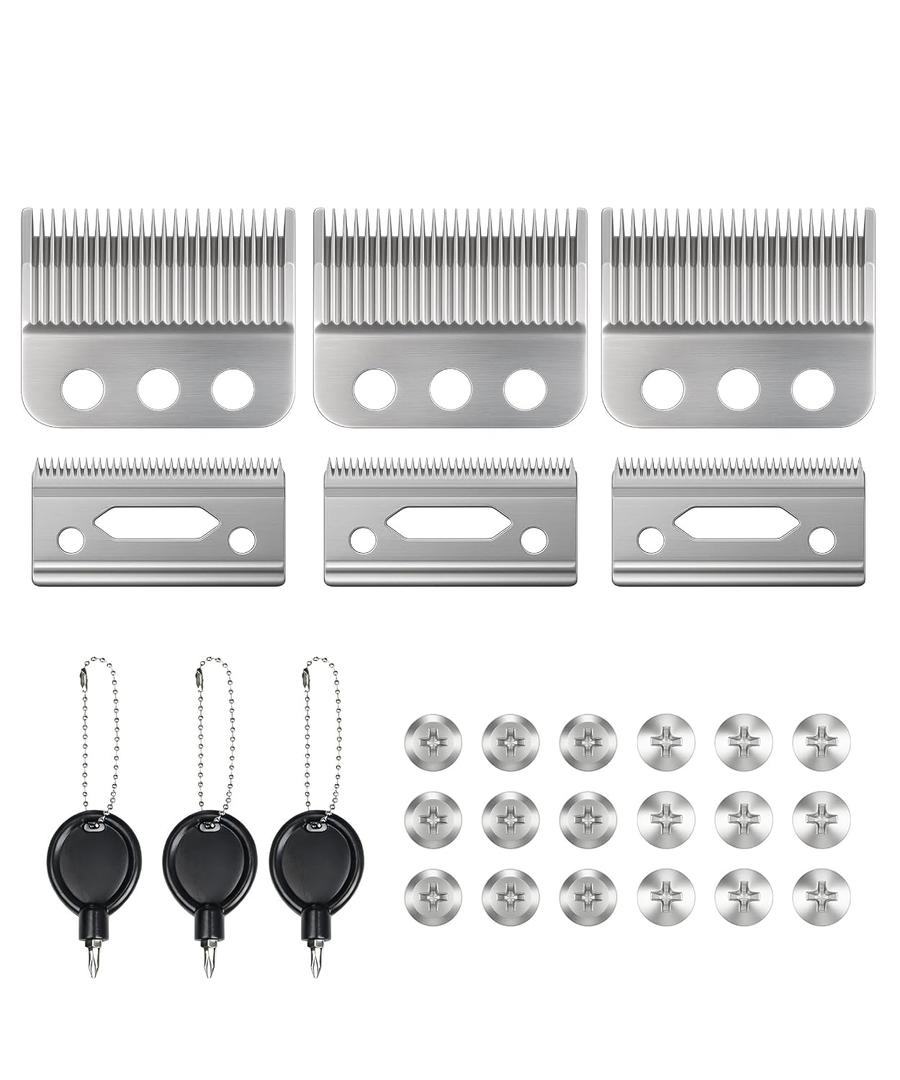 Professional 3-Hole Adjustable Clipper Blade Replacement Compatible with Wahl Designer, Senior, Cordless Designer, Pilot & Sterling Clippers, 13 mm Fade Blade (3 Pack)
