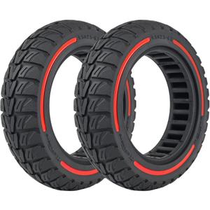 9.5x2.5-6.1 Off-Road Solid Tire Replacement for NIU KQi3 Pro/Max/Sport Scooter - Puncture-Free, Hassle-Free Maintenance - Anti-Skid, Shockproof 9.5 x 2.50 inch Tubeless Tire (Red 2Pcs)