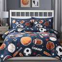 Wink Deer Full Size Comforter Set for Boys-7 Pieces Sports Ball Games Glow in the Dark Full Bedding Sets for Kids, Ultra Soft Bed in A Bag with Sheets