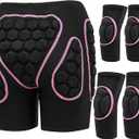 Lewtemi 3 Set Protective 3D Padded Hip EVA Short Pants Knee Pads Elbow Set Winter Protection Hip Pads Thick Non Slip Knee Sleeve Elbow Guard for Men Women Kid Ski Ice Skating (Large, Black01)