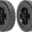 2 Pack 8 Inch Solid Rubber Wheels, Hand Truck Wheel Replacement Rubber Tire, Replacement Tire with 1/2 Bore Offset Axle for Cart, Trolley