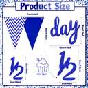 Spakon 6 Month Happy Birthday Banner Set 1/2 Happy Birthday Decorations Glitter 1/2 Half Year Cake Topper Triangle Flag Celebrations Crown Hat Bow Tie(Blue)