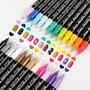 XSG 24 Colors Nail Art Pens SetNail Polish Pens for 3D Nail ArtQuick Dry Waterproof Nail Art Markers for Drawing, Dotting, Liner,DIY Manicure Kit for Home Salon, Christmas Gifts & Nail Designs