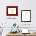 15x18 Diploma Frame for 11x14 Certificate/Document/Picture with Black and Red Mat, Solid Wood Degree Frame, UV Protection Acrylic Wall Display