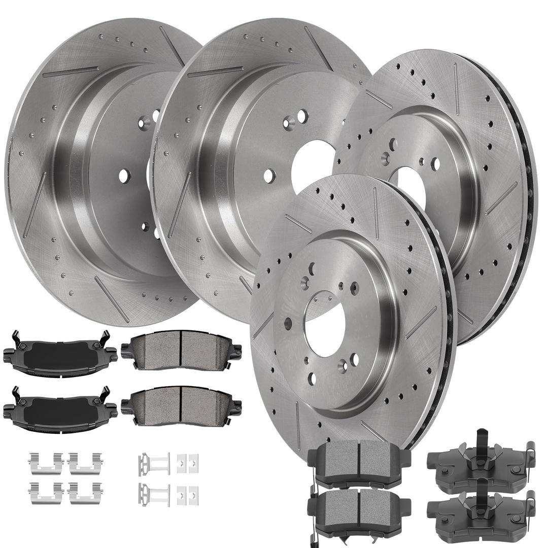SCITOO Disc Brake Pads and Rotors Front 11.65" Rear 11.99" Rotors Replacement For Acura For RDX 2010-2012,For Honda For CR-V 2007-2016, 5/Lugs Front Vented Rear Solid Brake Kits