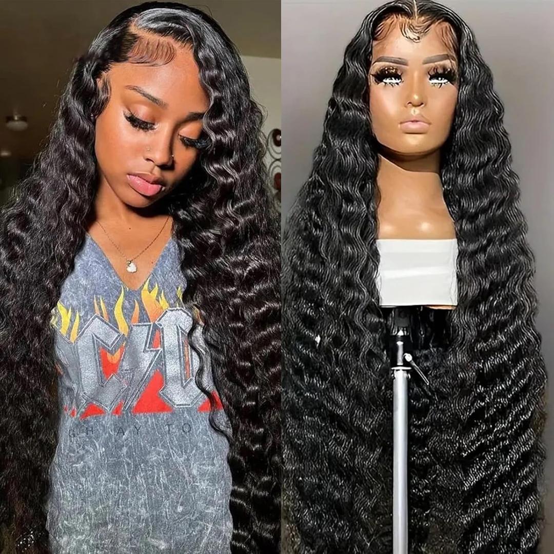24 Inch Loose Wave Lace Front Wigs Human Hair 200% Density 13x4 HD Full Lace Frontal Wigs Human Hair 12A Loose Deep Wave Glueless Wigs Human Hair Pre Plucked for Black Women 3X Longer Lifespan