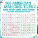 1.2'' American Mahjong Set 160 Mahjong Tiles, Botanical Style, Blue, 1.2 x 0.9 x 0.5 inches