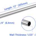 1/4" OD 304 Stainless Steel Tube, Thickened Pipe Wall & Weldable Tubing, Round Metal Pipe Industrial Straight Tube 12 inch Length (5 Pcs)