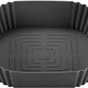 Air Fryer Silicone Liners - Square Shape Air Fryer Baskets 7.7 inches wide - Fit for all 4 to 7 qt size Air Fryers - Lightweight Heat Resistant and Easy to Clean Reusable Pots Inserts (Dark Grey, 1)