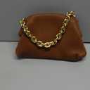Cloud Bag, PU Shoulder Bag, Pleated Chain Cloud Bag, Brown Brown