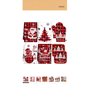 8Pcs Christmas Kitchen Oven Mitt Dish Towels Potholders Set Xmas Farmhouse Red Buffalo Plaid Oven Glove Pot Holder Set Christmas Winter for Cooking Baking Gifting BBQ Kitchen Accessories