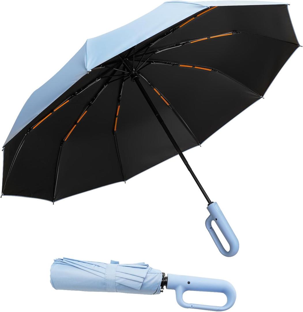 Folding & Inverted Umbrella, Outdoor Travel Umbrella, 46 Inch Portable Reverse Folding Umbrella，Windproof Folding Umbrella for Men and Women