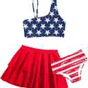 RAISEVERN Girls Swimsuit 3 Piece Bathing Suits Cute Quick Dry Bikini Tankini Sets with Cover Ups Beach Skirt for 5T