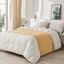 Longhui bedding 100% Cotton Knitted Throw Blanket Mustard Yellow, Soft & Cozy, Machine Washable, 51"x63" Perfect for Living Room, Couch, Sofa, Bed or Travel
