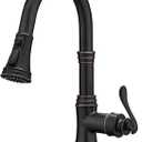 Kitchen Faucet, Oil Rubbed Bronze Finish, 360 Degree Swivel, 20-Inch Retractable Hose, Easy to Install, 3-Hole Mount