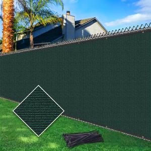 5ftx50ft Fence Privacy Screen Heavy Duty 170 GSM Windscreen & Dustproof Fabric Privacy Screen Covering Mesh Fencing for Outdoor Patio, Balcony, Pool Deck, Dark Green