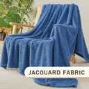 EMME Fleece Blanket, 3D Jacquard Throw Blanket for Couch and Bed, Soft Cozy and Fluffy Blankets Lightweight Luxury Flannel with Waffle Design (Navy Blue, 50" x 60")