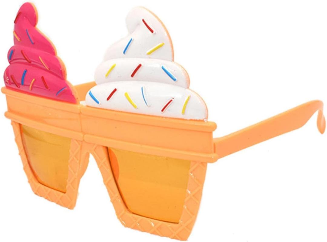 4 Pack Cream Cone Ice Cream Creative Shape Party Weird Glasses Birthday Party Prom Glasses for Adults Teens-One 
