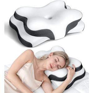 Osteo Sustained Cervical Health Neck Pillow, Contour Zoned Design Ergonomic Pillow for Pain Relief, No-Temperature Affected Memory Foam Pillows, Cooling Pillow Support Side, Back, Stomach Sleeper