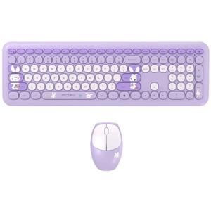 MOFII 666 Pro 2.4G Wireless Mouse And Keyboard Mixed Color Set For Girls PC Notebook Office Table, Taro Purple