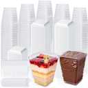 FCKLVMC 600 Pcs Dessert Cups with Lids and Spoons, Clear Square 5 oz Mini Dessert Cups with Lids, Small Plastic Vasitos Para Postres for Pudding, Fruit, Mousse, Snack, Appetizers