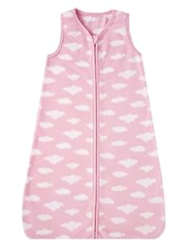 DaysU Micro Fleece Baby Sleep Sack 0-6 Months, 1.0 TOG Baby Sleeveless Wearable Blanket with 2-Way Zipper, Sleeping Bag for Baby Girl, 1 Pack, Pink Cloud
 (Medium)