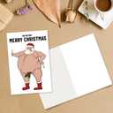 4 x Funny Fat Santa Christmas Card for Him Her, Hilarious Merry Christmas Card&Gift for Family Friend, Humorous Bad Santa Xmas Cards for Women Men (#1)
